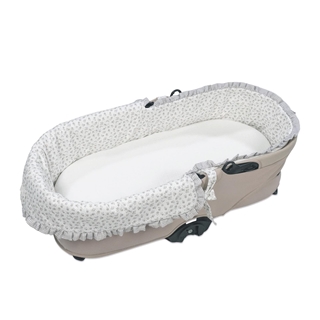 Cubre Cuco Dual + Sábana Ajustable Little Bloom Flor Gris - Imagen 1